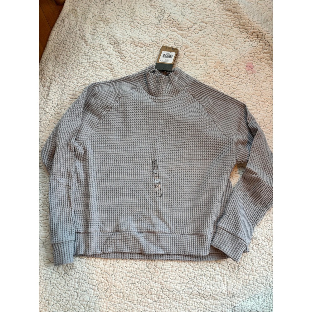 The North‎ Face Chabot Crew Waffle Knit Mock Neck Sweater Blue Flax XL